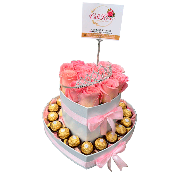 Corazon-de-Rosas-Rosadas-con-Chocolates