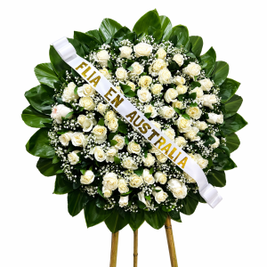 Corona Fúnebre Redonda Rosas Blancas en Cali