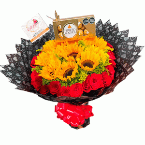 Ramo-Buchon-Rosas-Rojas-con-Girasoles-y-Chocolates