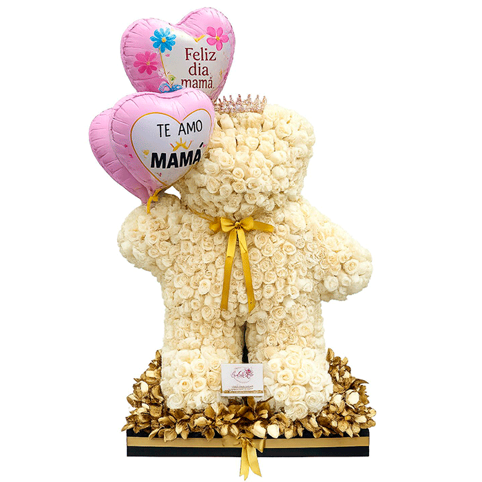 Rosas-Blancas-en-Forma-de-Oso-Feliz-Dia