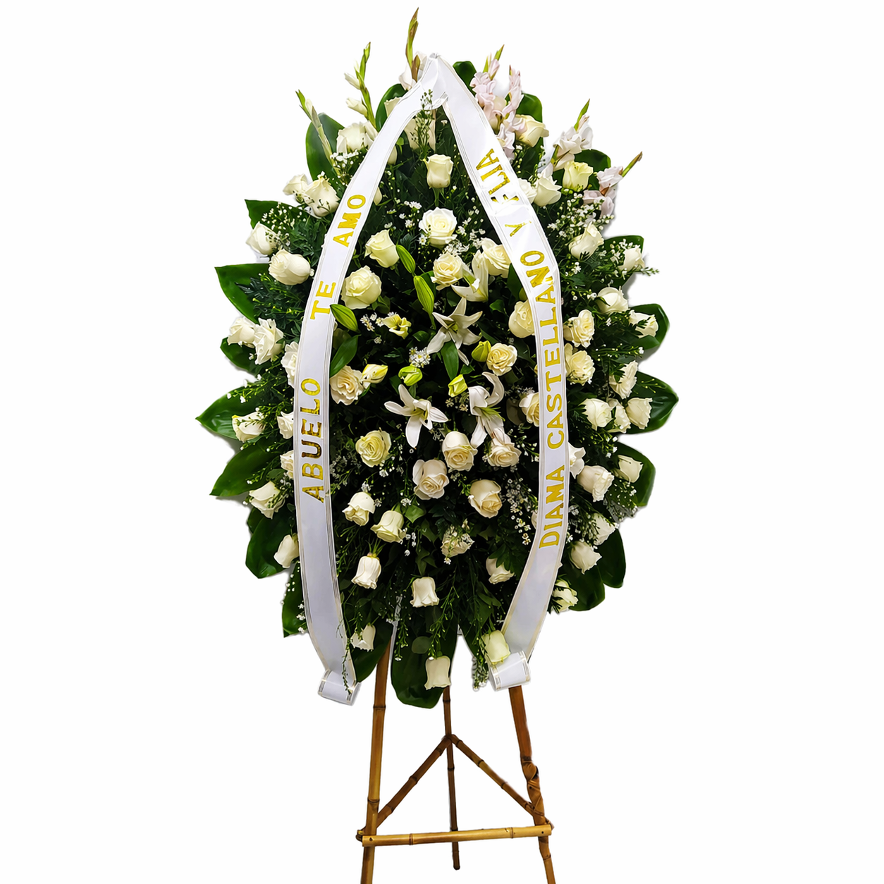 Corona Rosas Blancas y Lirios