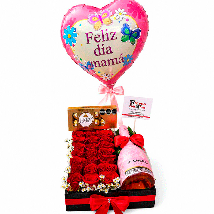 Ramo-de-Rosas-Rojas-con-Champaña-y-Chocolates